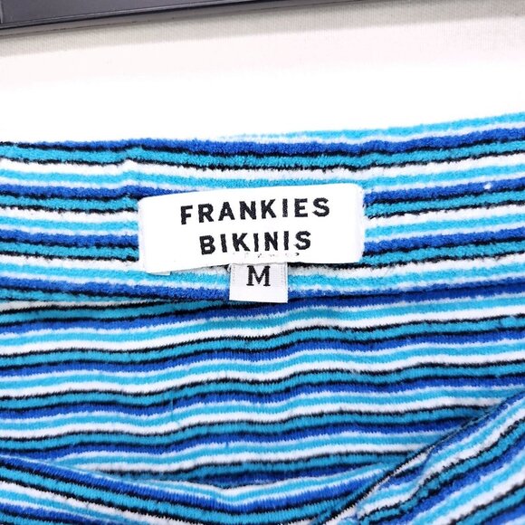 Frankies Bikinis Terry Shirt Mini Skirt Set Blue Button Up Sizes Medium Large - Picture 4 of 16